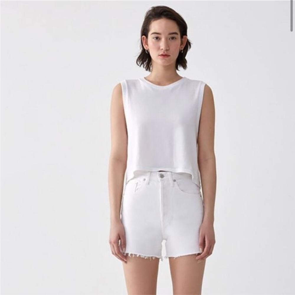 AGOLDE Dee Ultra High Rise Jean Shorts Oyster White
